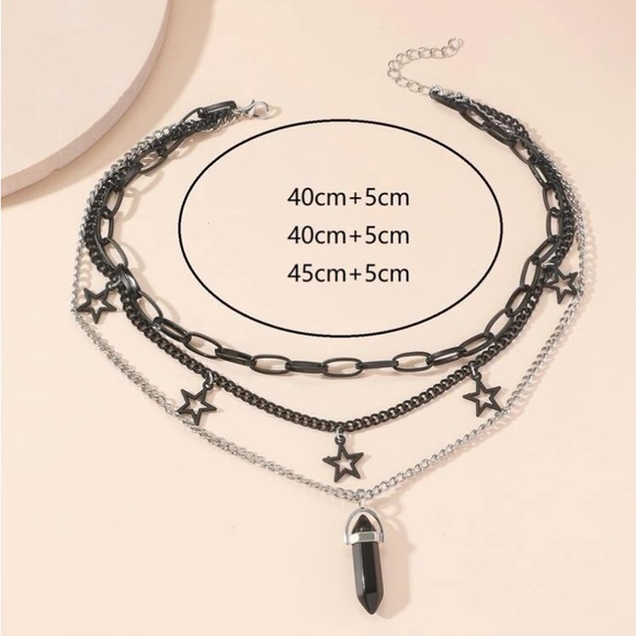 Stone and Star Pendant Layered Necklace - Picture 2 of 4
